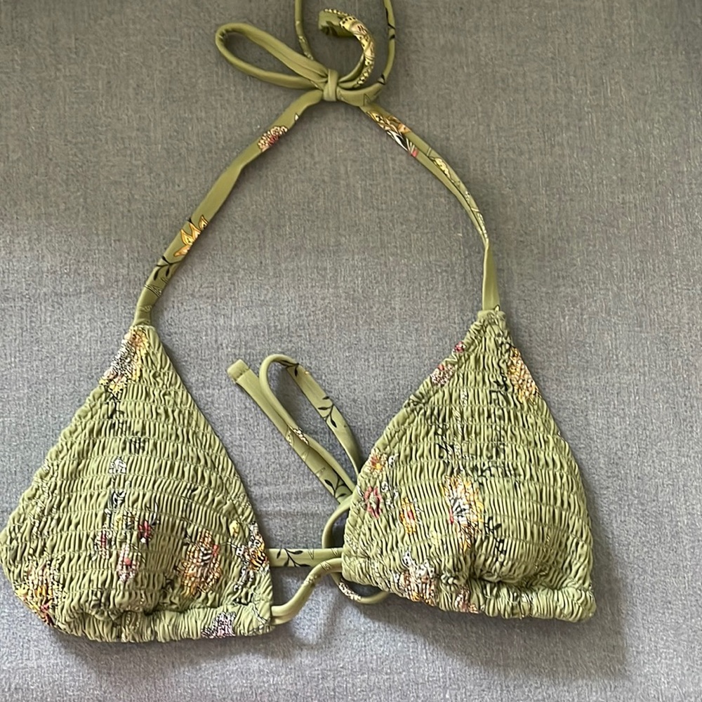 Green Textured Bikini Top